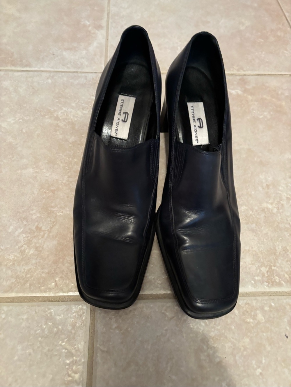 Etienne Aigner Women’s Black Leather Slip-On Loafers
